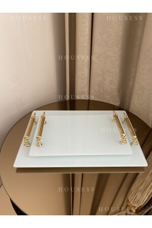 Set mit 2 Henna-Tabletts „Promise Engagement“, weiß, dekoratives rechteckiges Tablett HSS-YPRK - 1
