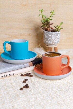 Set mit 2 Kaffeetassen & Orange – Blau ST_P305690 - 1