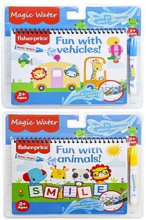 Set mit 2 magischen Malbüchern, Fahrzeugen und Tieren, magischem Wasser mit speziellem Wasserstift - 2