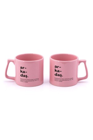 Set mit 2 rosa Tee- und Kaffeetassen mit „Friend Design“-Aufdruck 2951835934771 - 2