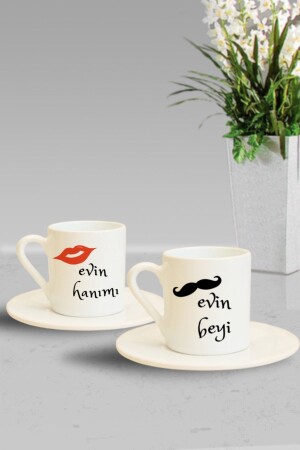 Set mit 2 von Evim Hanımı-bey entworfenen türkischen Kaffeetassen he-f-2015 - 1