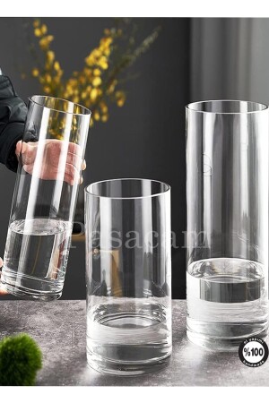 Set mit 2 zylindrischen Glasvasen, dekorativ, 0528935 - 2