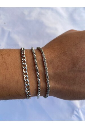 Set mit 3 gestrickten Twist-Figaro-Armbändern für Unisex - Mekkanmoda