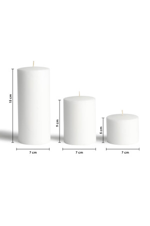 Set mit 3 Kerzen, weiß, 7 Durchmesser, groß, Brenndauer: min. 72 Stunden, ab11 - 6