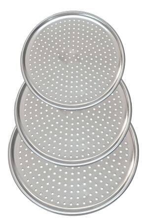 Set mit 3 luxuriösen, perforierten Pizzablechen aus Stahl, 28–31–36 cm, VP256953 - 1