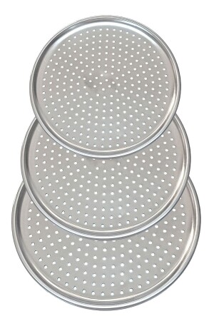 Set mit 3 luxuriösen, perforierten Pizzablechen aus Stahl, 28–31–36 cm, VP256953 - 3