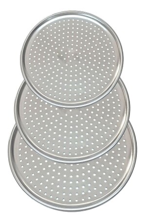 Set mit 3 luxuriösen, perforierten Pizzablechen aus Stahl, 28–32–36 cm, mprn-23151063 - 2