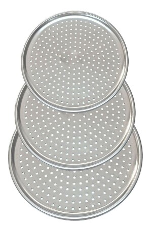 Set mit 3 luxuriösen, perforierten Pizzablechen aus Stahl, 28–32–36 cm, mprn-23151063 - 2