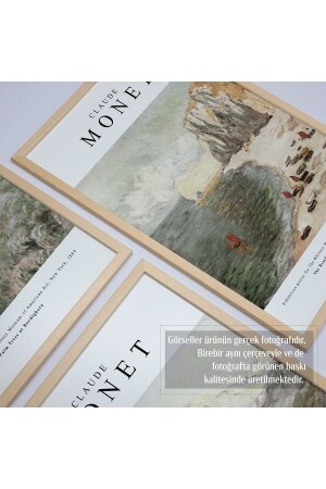 Set mit 3 natürlichen, laminierten, gerahmten klassischen Werken von Claude Monet, 30 x 40 cm, 40 x 60 cm, Hpn135, HPN135 - 5