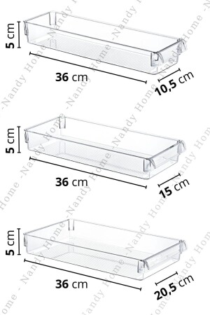 Set mit 3 neuen transparenten Kühlschrank- und Schrank-Organizern NDY-EP-NEW3SET - 6