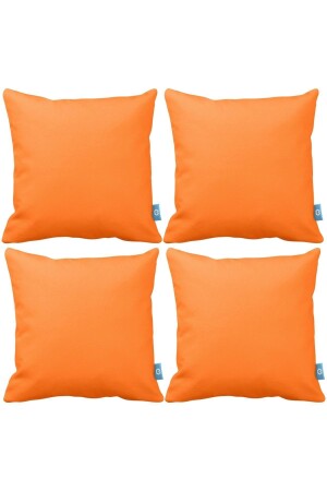 Set mit 4 orangefarbenen dekorativen Kissenbezügen, einfarbig, einfarbig, weich strukturiert, Samtoptik, 4 Stück PLFK4000 - 1
