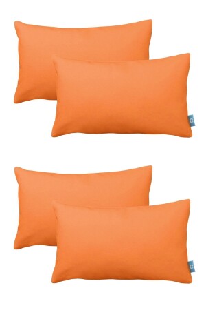 Set mit 4 orangefarbenen dekorativen Kissenbezügen, einfarbig, einfarbig, weich strukturiert, Samtoptik, 4 Stück PLFK4000 - 2