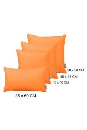 Set mit 4 orangefarbenen dekorativen Kissenbezügen, einfarbig, einfarbig, weich strukturiert, Samtoptik, 4 Stück PLFK4000 - 3