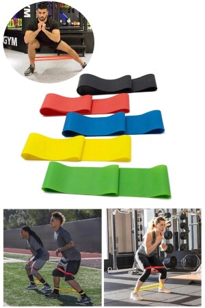 Set mit 5 Aerobic-Band-Fitness-Übungsplatten, Widerstandsband, Crossfit, Muskeldehnungs- und Gymnastik-Set - 1