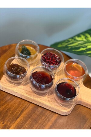 Set mit 6 doppelwandigen Mini-Saucen- und Marmeladenschalen aus Doppelglas, 50 ml | - GUEZIA