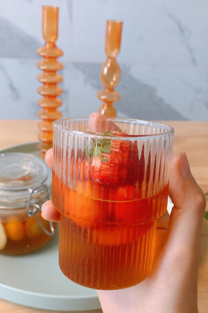 Set mit 6 Gläsern – Wasser-Erfrischungsgetränkeglas im Acryl-Stil – dekoratives Getränkeglas 300 ml, kein Glas TGM-0044 - 6