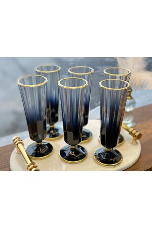 Set mit 6 Glasflöten, schwarzes Kaffeeglas, Wasserglas, 150 ml, Yzplmy18821 - 2