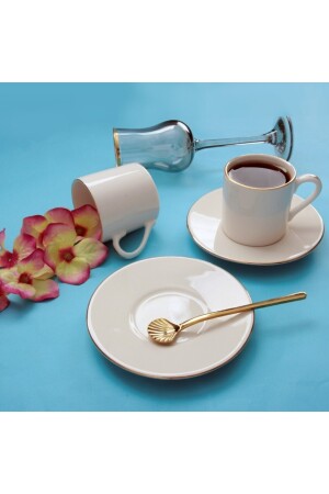 Set mit 6 Kaffeetassen aus Knochenporzellan – Weiß MT2031-B - 3