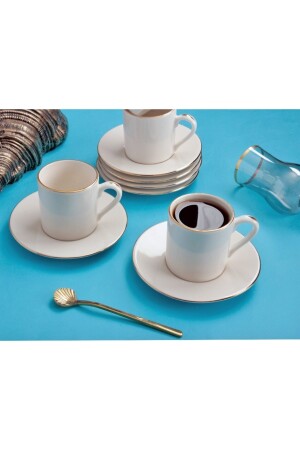 Set mit 6 Kaffeetassen aus Knochenporzellan – Weiß MT2031-B - 6