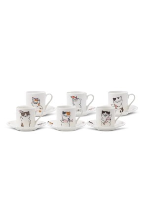 Set mit 6 Kaffeetassen mit Katze, 80 ml, 153. 03. 06. 8115 - 6