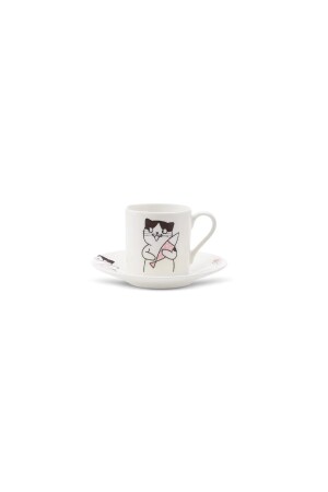 Set mit 6 Kaffeetassen mit Katze, 80 ml, 153. 03. 06. 8115 - 8