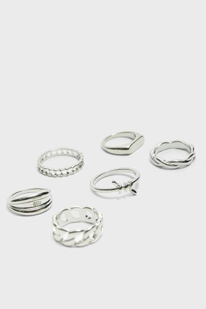 Set mit 6 Knotenringen in Silberfarbe 0027 - Ervalina