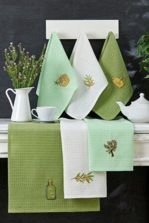 Set mit 6 Küchentüchern Olive 40x60 - 1