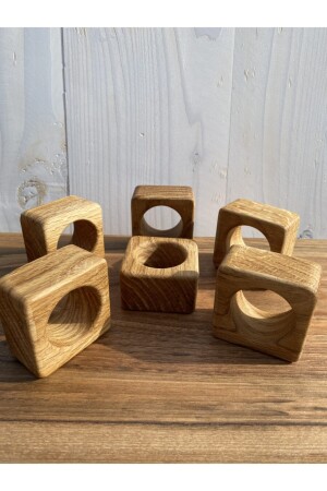 Set mit 6 Serviettenringen aus Holz - 4