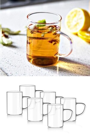 Set mit 6 Termisil-Bechern aus dünnem Glas mit Henkel 0. 25 ml Glas sen-107 - 1