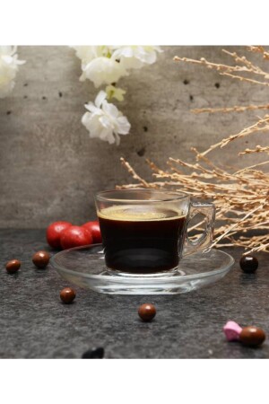 Set mit 6 Vela Espresso-Kaffeetassen aus Glas, 80 cm³, kleine türkische Kaffeegröße p97301b - 2