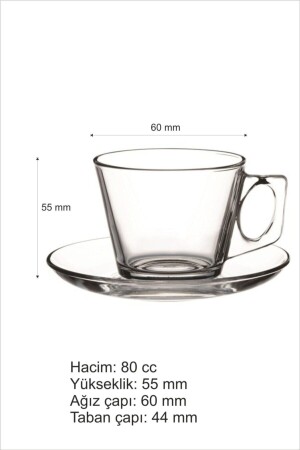 Set mit 6 Vela Espresso-Kaffeetassen aus Glas, 80 cm³, kleine türkische Kaffeegröße p97301b - 6