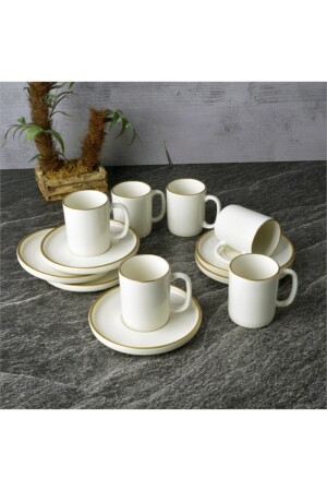 Set mit 6 vergoldeten Kaffeetassen aus Porzellan yz. thn92013 - 3