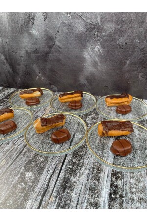 Set mit 6 vergoldeten Kristallglas-Kuchen-/Dessert-Servierteller-Präsentationsschalen yz. süßer Tabak - YzHome