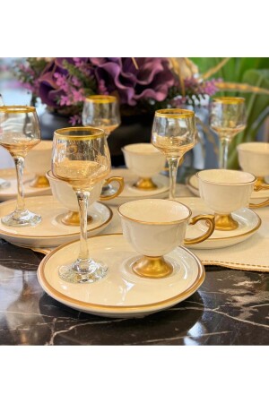 Set mit 6 Victoria-Kaffeetassen mit Teller Gold - 2