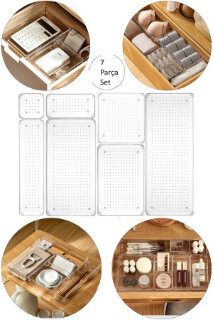 Set mit 7 modularen Schubladen-Organizern für Badezimmer, Make-up, Schmuck-Organizer, Büro-Desktop-Organizer-Set6, PUNTOSET6 - 1