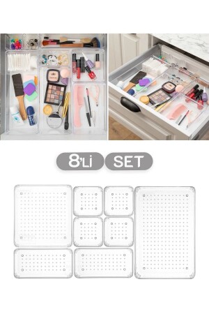 Set mit 8 modularen Schubladen-Organizern – Badezimmer-Make-up- und Schmuck-Organizer – Büro-Desktop-Organizer - 1