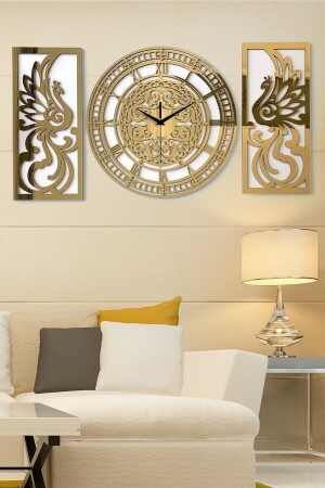 ساعة جدارية مُرآة من ذهب ثلاثية من الزجاج النقيط - Sevgicraft