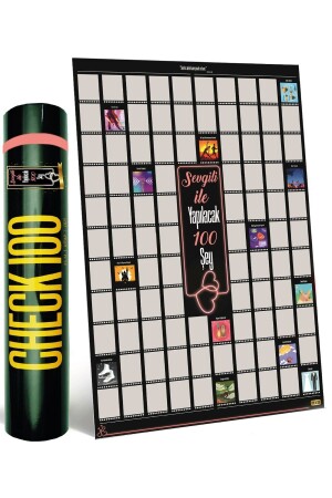 Sevgili Ile Yapılacak 100 Şey Kazıkazan Poster- Sevgiliye Hediye- Kazınabilir Poster- Hediyelik - Check100