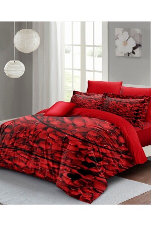 Sevgililer Günü Çift Kişilik Nevresim Takımı%100 Pamuk Saten Rose Feather MONOHOME24895 - Monohome