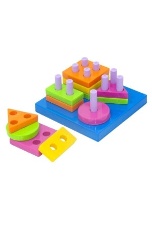 Sevimli Bardak Kule + Geometrik Şekiller Bulmaca + Eğitici Bul Tak Küp Bebek Duyu Oyuncakları - 3