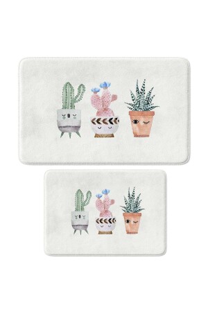 مجموعة من غطاءات الحمام المطبوعة من 2 - قاعدة غير المنزلقة ، يمكن غسلها بالآلات ، 50x80cm و 40x60cm NC-TKMBP- - Monnhein