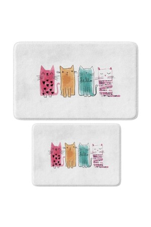 مجموعة من غطاءات الحمام المطبوعة من 2 - قاعدة غير المنزلقة ، يمكن غسلها بالآلات ، 50x80cm و 40x60cm NC-TKMBP- - Monnhein