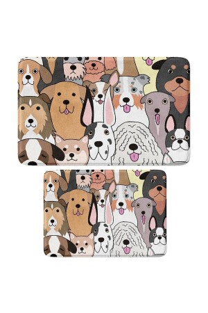 مجموعة من غطاءات الحمام المطبوعة من 2 - قاعدة غير المنزلقة ، يمكن غسلها بالآلات ، 50x80cm و 40x60cm NC-TKMBP- - Monnhein