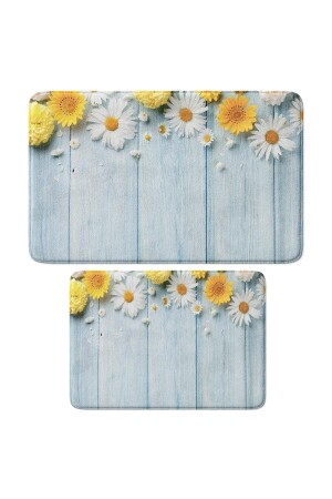 مجموعة من غطاءات الحمام المطبوعة من 2 - قاعدة غير زلقة ، يمكن غسلها بالآلات ، 50x80cm و 40x60cm YA-IKU0-YVG - Monnhein