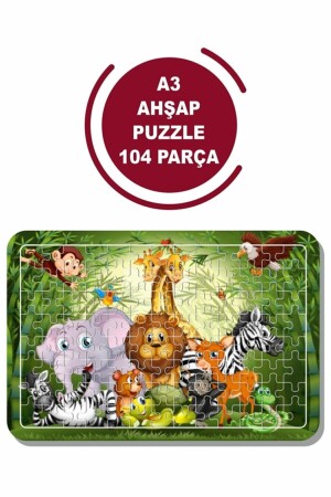 Sevimli Hayvanlar A3 104 Parça Puzzle- Oyuncak- Yapboz - 1