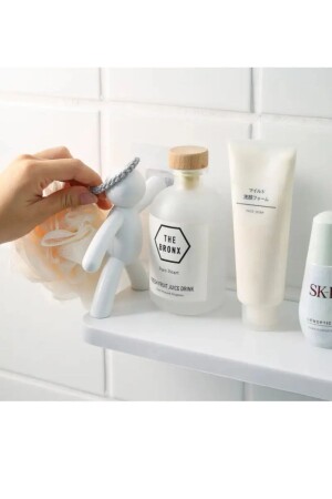 Sevimli İnsan Motifli Banyo Mutfak Ofis Baharat Rafı Kendinden Yapışkanlı Çöp Adam Rafı - 5