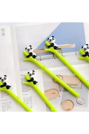 Sevimli Panda Figürlü Bambu Şekilli Iğne Uçlu Jel Kalem - 1