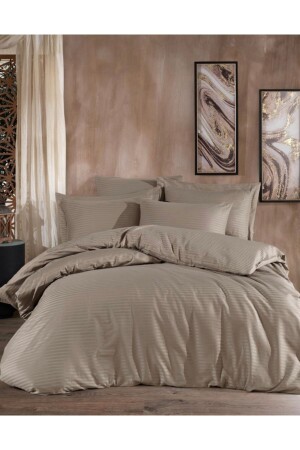 مقاس من قِبل الملك، ساترين القطن المشرق، مجموعة غطاء القماش، كابوتشينو Sf9344 - Sefaoğlu tekstil