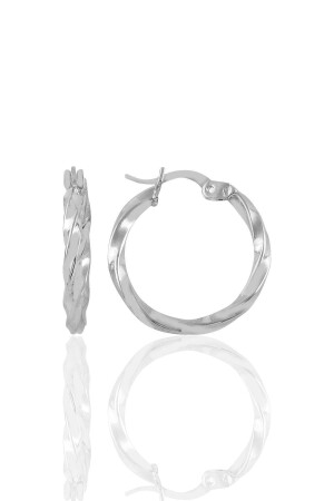 أقراط منقوشة من خيط فولاذ من الفضة SGTL11149 - Söğütlü Silver