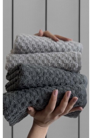 Shal 4-teiliges 50x90cm Hand-/Gesichtshandtuch-Set aus 100 % Baumwolle dama - SHAL HOME